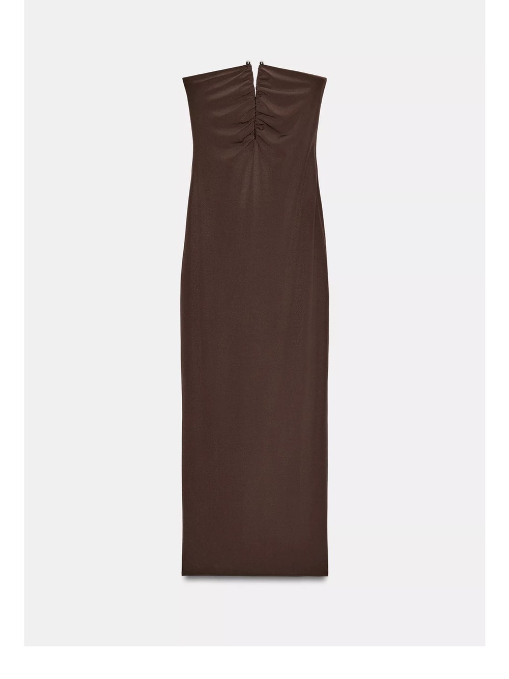 Zara Brown Strapless Midi Dress - Picture 4 of 5